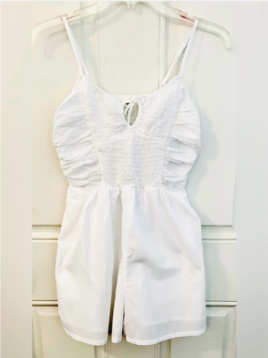 aerie Pants - SOLD-Aerie White Gauze Romper - Breezy Knot Tie Front - Smocked -Size XS/TP